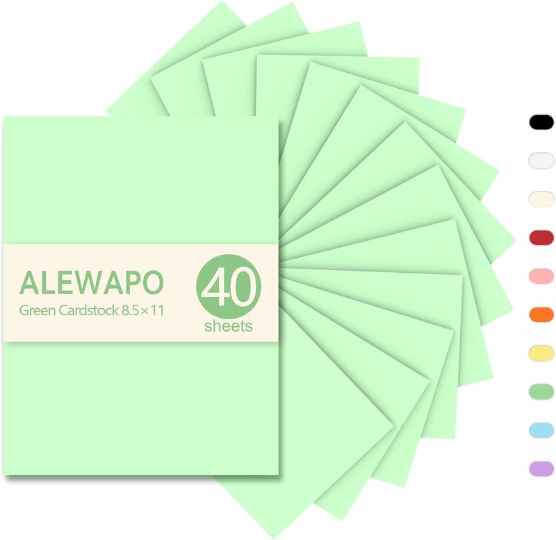 ALEWAPO Green Cardstock 8.5 x 11 Thick Paper, 40 Sheets, ThickPaper 75 LB/200 GSM, Cardstock Printer Paper 8.5 x 11, Green Card Stock for Invitations, Menus, Wedding, DIY Cards - Image 1